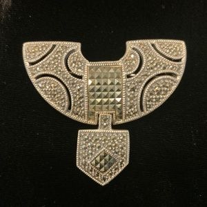 Vintage Judith Jack Sterling Silver Marcasite Art Deco Brooch 18GM